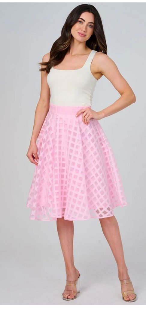 ZIPPER CLOSURE LACE FLARE MIDI SKIRT