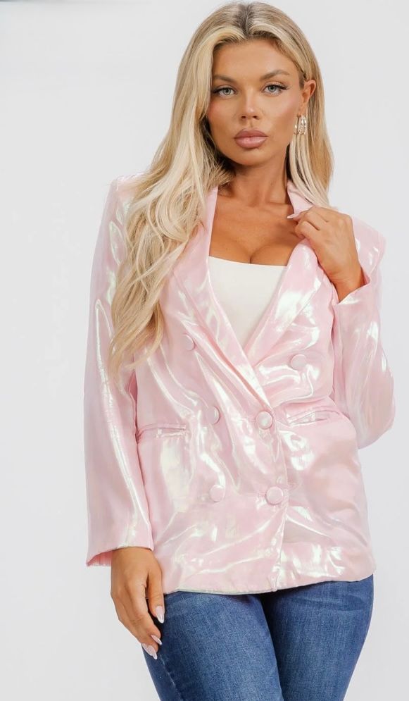 PINK SATIN BKAZER