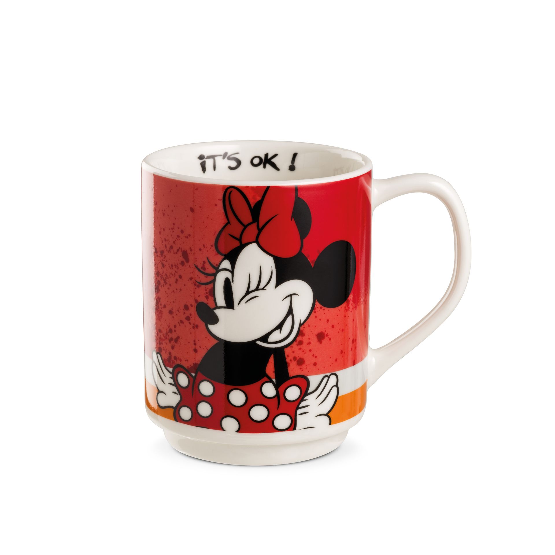 Mok met Minnie Mouse-print, rood met witte stippen, met de tekst