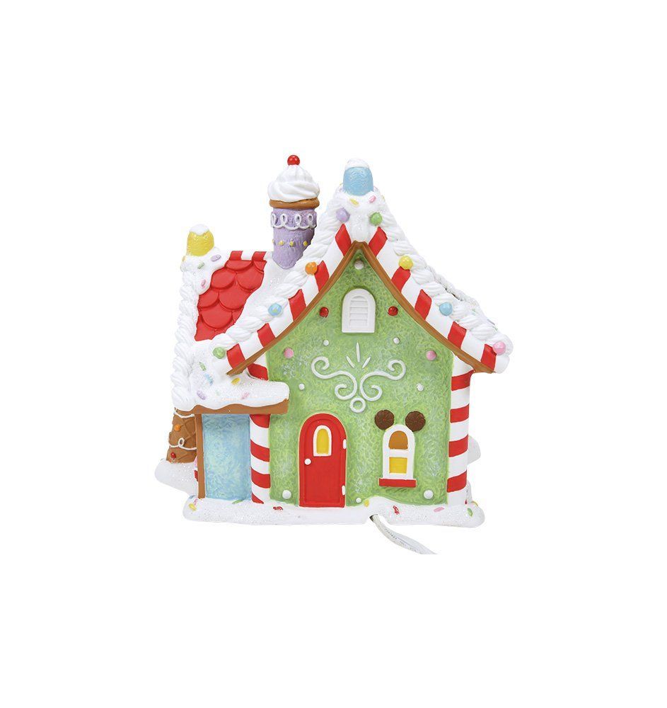 Peperkoekhuisje met zuurstokversiering, glazuur en kleurrijke decoraties.