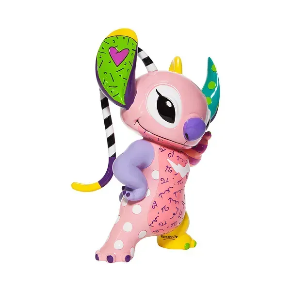 Roze en kleurrijke engelfiguur in popartstijl, in een bepaalde pose.