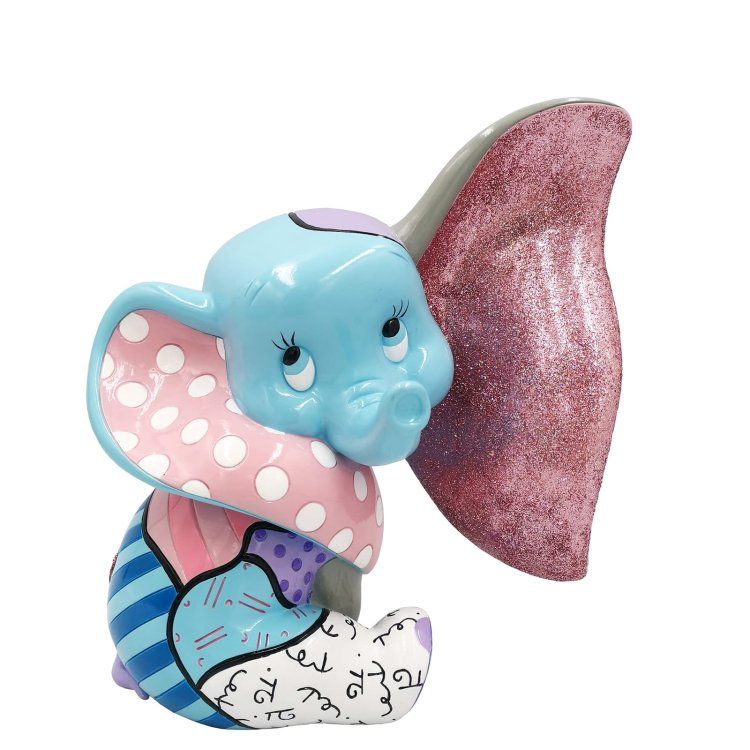 Dumbo-figuurtje met kleurrijke patronen en een roze glitteroor.