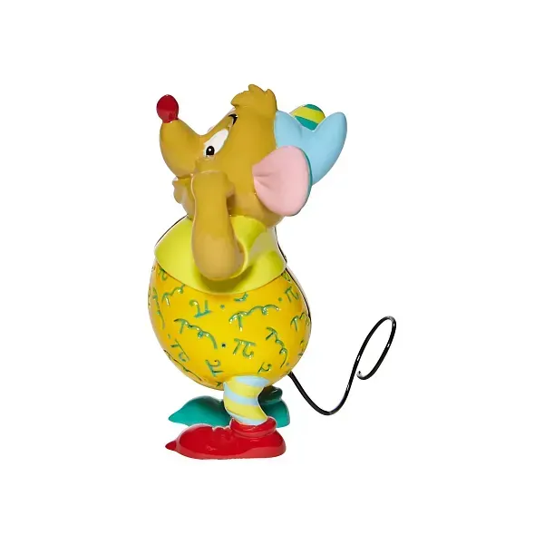Het muisje Jaquie uit Assepoester, gekleed in een geel-groen pakje.