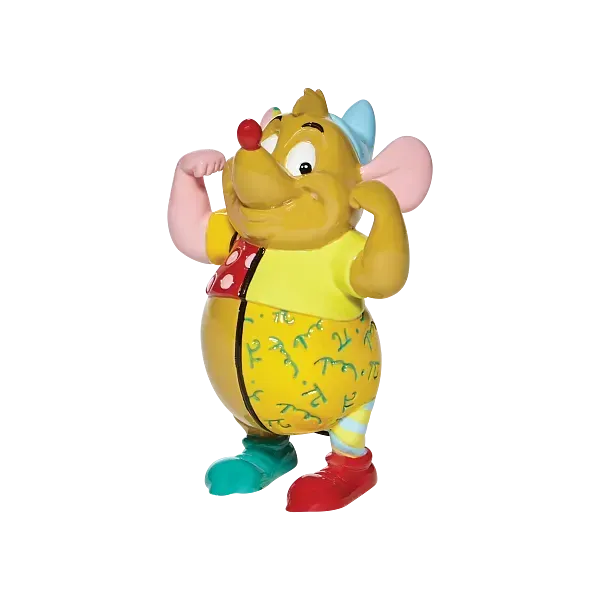 Figuurtje van Jaq uit Disney's Assepoester. Hij is geel met een rode neus, heeft zijn armen omhoog en draagt ​​kleurrijke kleren.