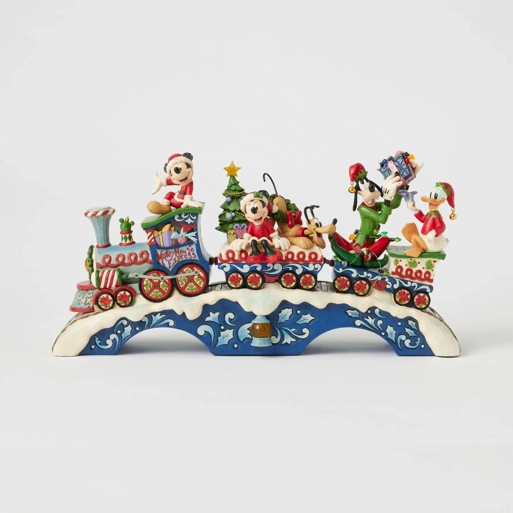 Disney-kersttrein met Mickey Mouse, Donald Duck en Goofy.