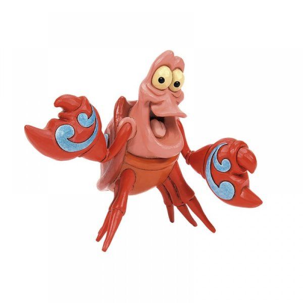 Sebastian de krab uit De Kleine Zeemeermin, met open klauwen en bek, in rode en oranje kleuren.