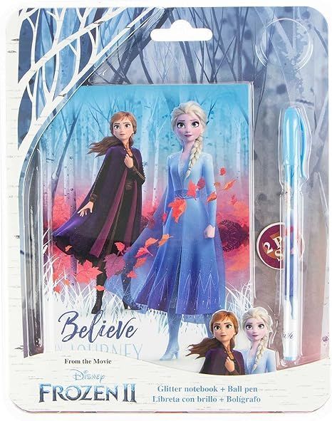 Notitieboekjesset met Frozen II-thema, met Anna en Elsa, pen en de tekst 