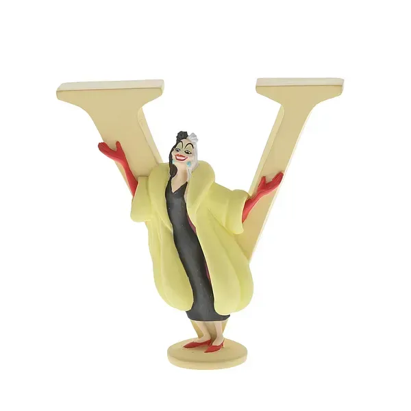 Een Cruella de Vil-figuur in de vorm van de letter 