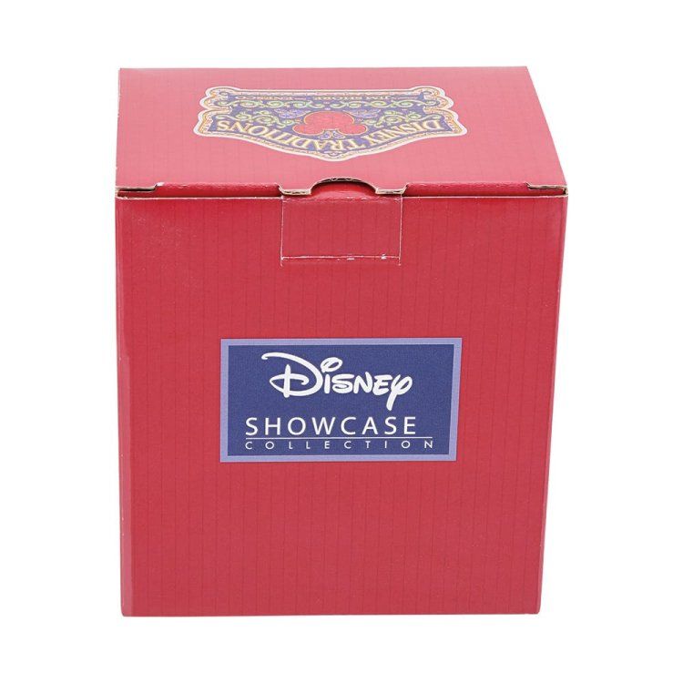Rode doos van de Disney Showcase Collection met een blauw-wit logo en een sierlijke bovenkant.