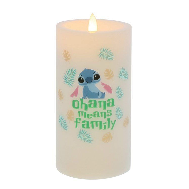 Batterijgevoede kaars met Stitch-design; met de tekst 