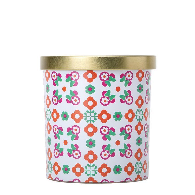 Bloempot met Minnie Mouse-print en gouden deksel.