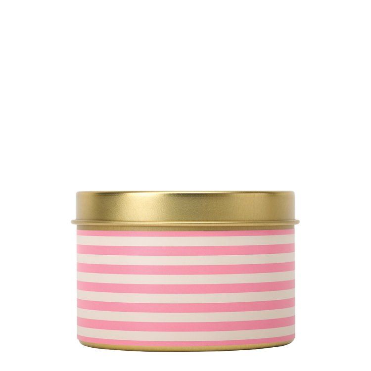 Roze blikken doos met Winnie de Pooh en Knorretje dat over de rand gluurt, tegen een witte achtergrond.