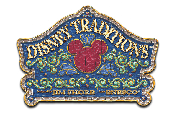 Een disney traditions logo met een mickey mouse erop