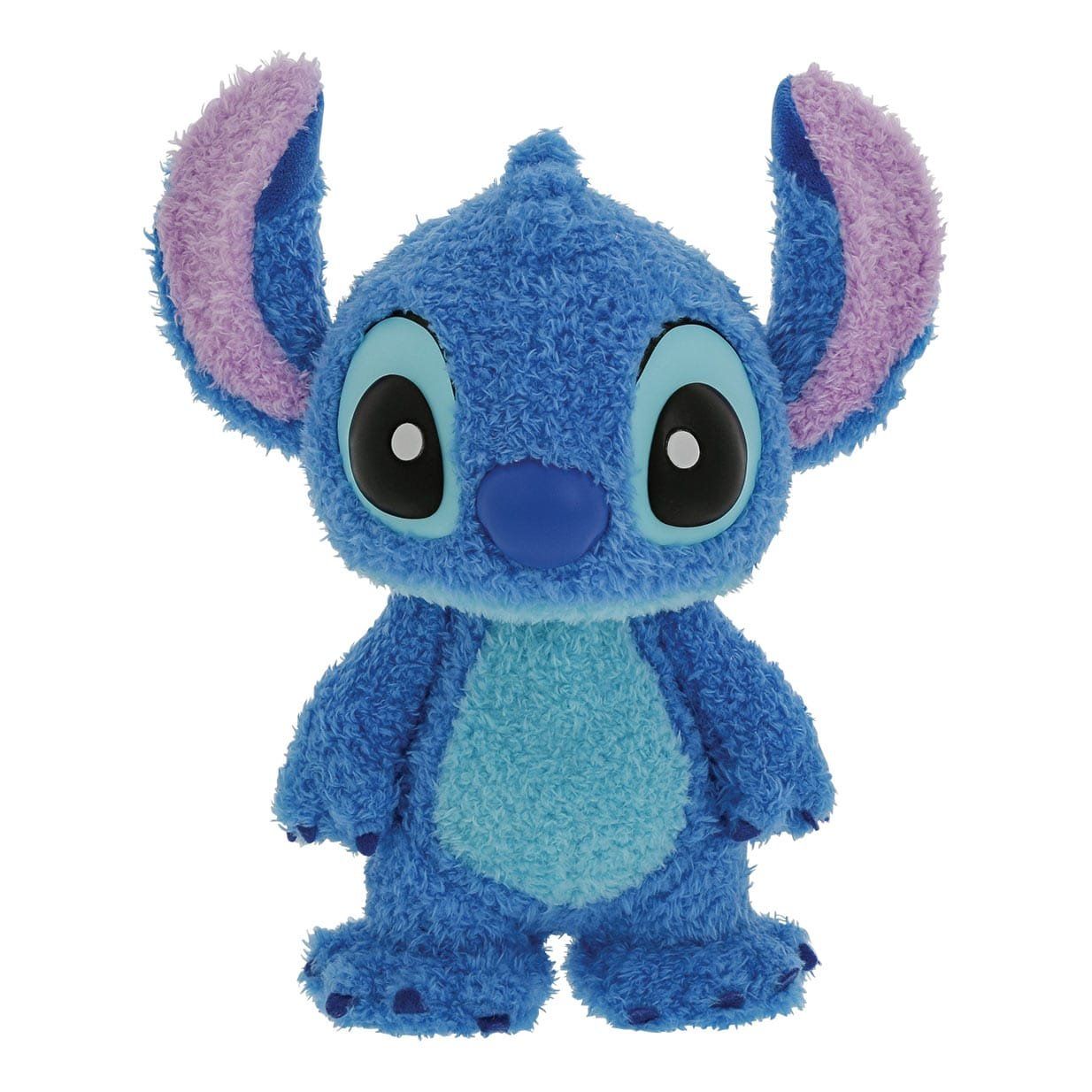 Blauwe Stitch pluche knuffel met grote oren en zwarte ogen.