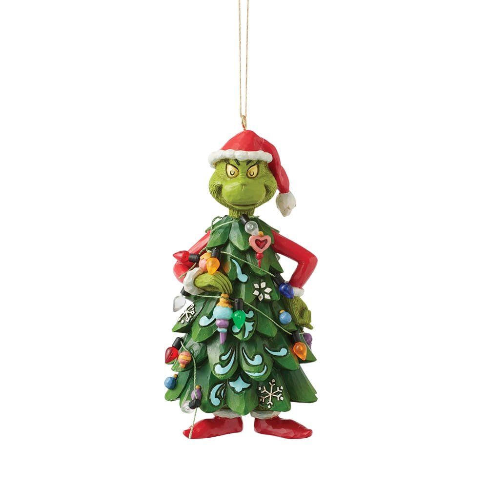 Kerstboomversiering met de Grinch en kerstmuts, inclusief versieringen.