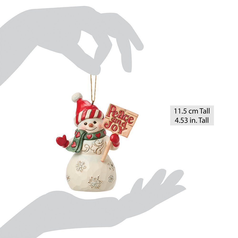 Een sneeuwpopfiguur met een bordje