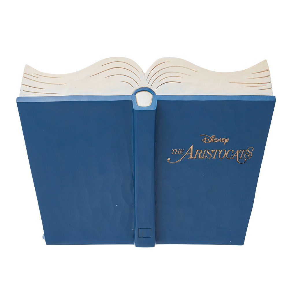 Standbeeld van de familie Aristocats voor een Parijs tafereel; katten in levendige kleuren, omlijsting in de vorm van een boek.