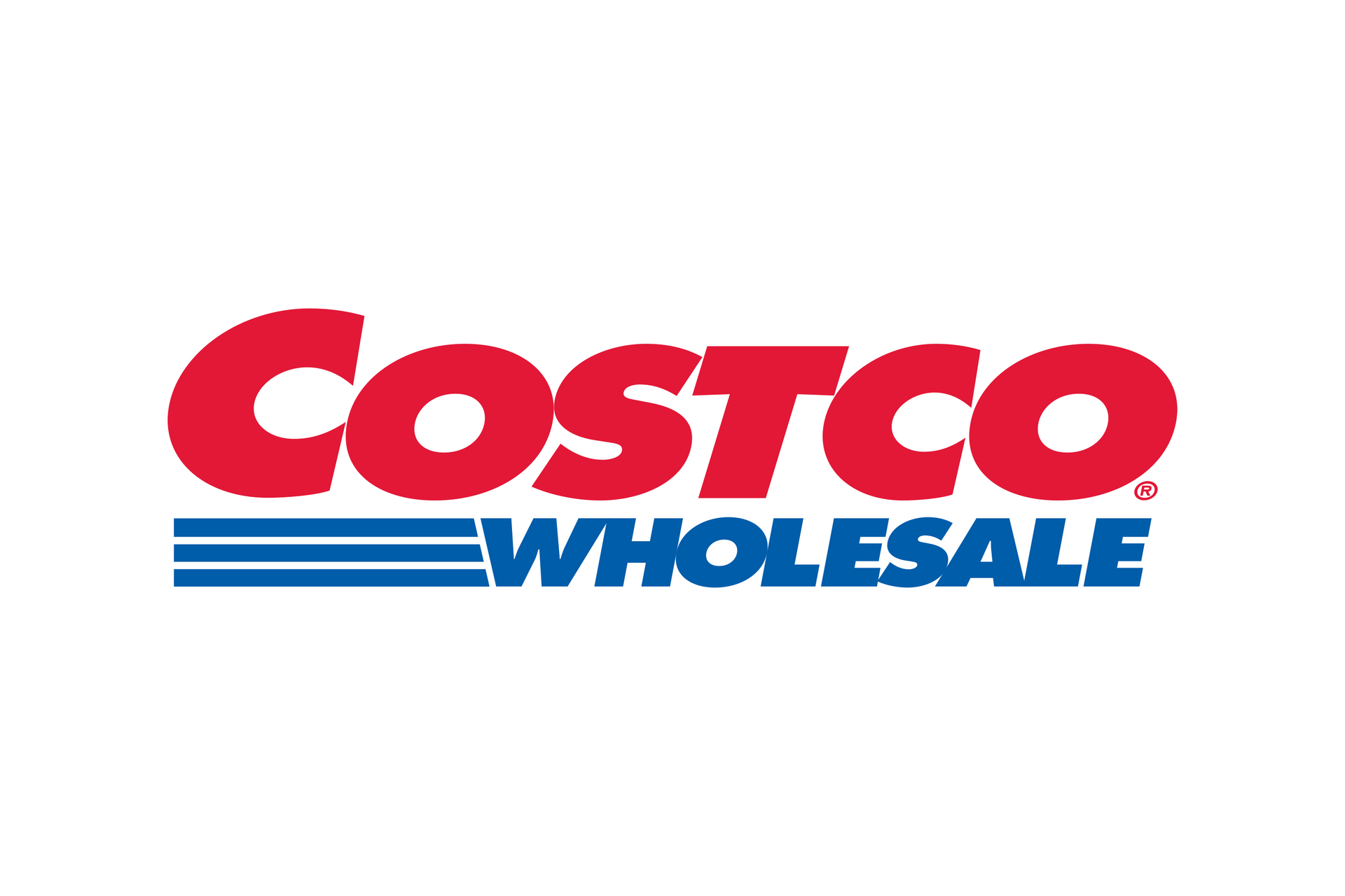 Costco Wholesale-logo in rood en blauw op een witte achtergrond