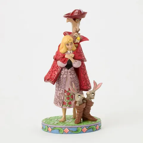 Disney Aurora-figuurtje met uil, konijnen en rode mantel.