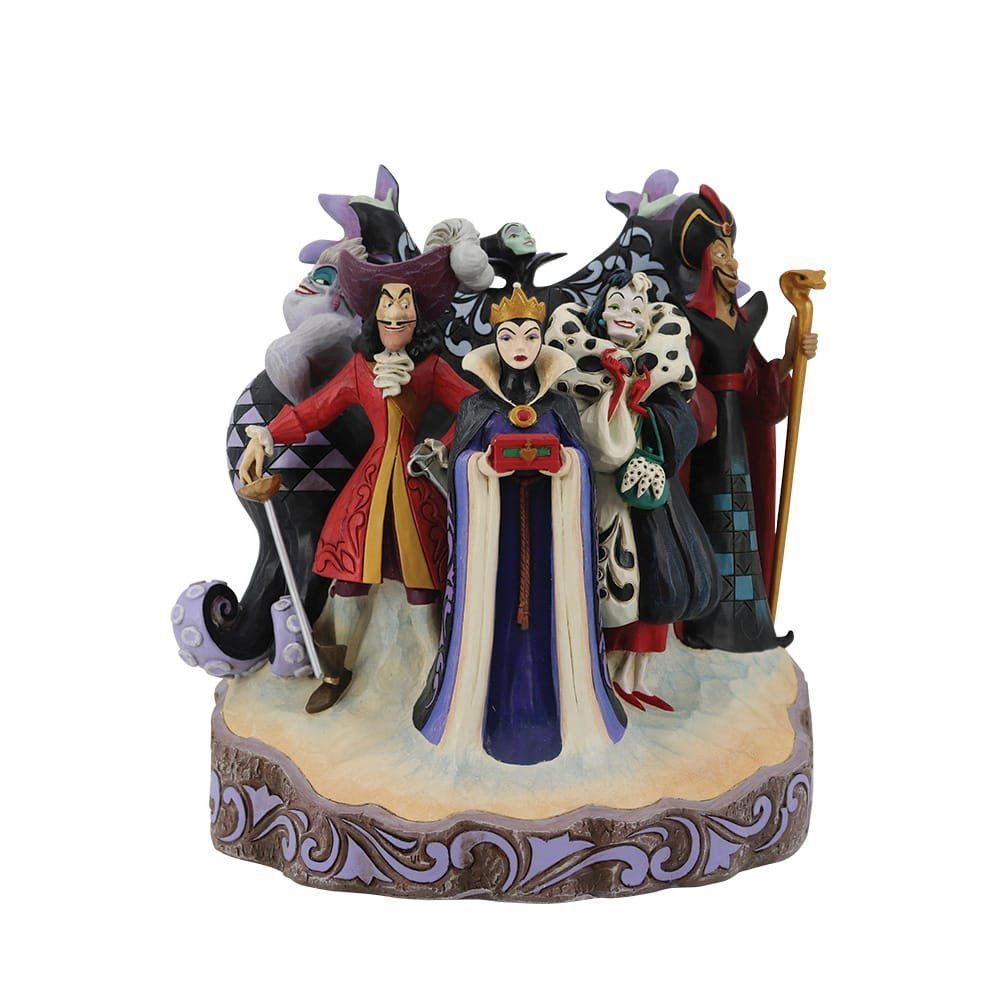 Disney-schurkenfiguurtje: de Boze Koningin met andere personages in kleurrijke kostuums.
