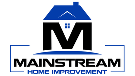 Mainstream Home Improvement logo with a blue house roof and large black M
