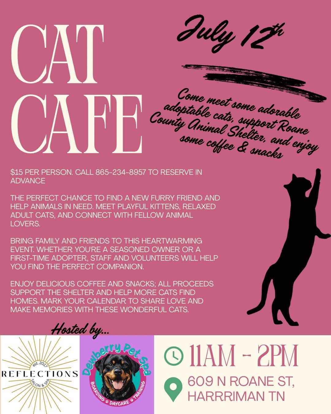 A poster for a cat cafe on july 12th