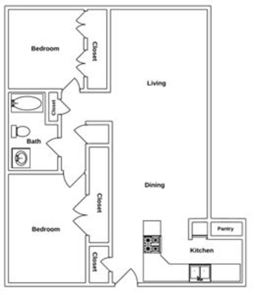 Floor Plan: 1 Bed · 1 Bath · 650 SQ. FT.