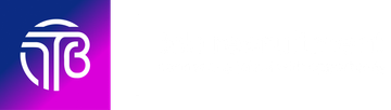 A white logo on a blue and purple background.