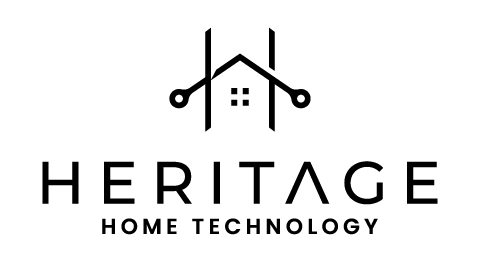 A black and white logo for heritage home technology.