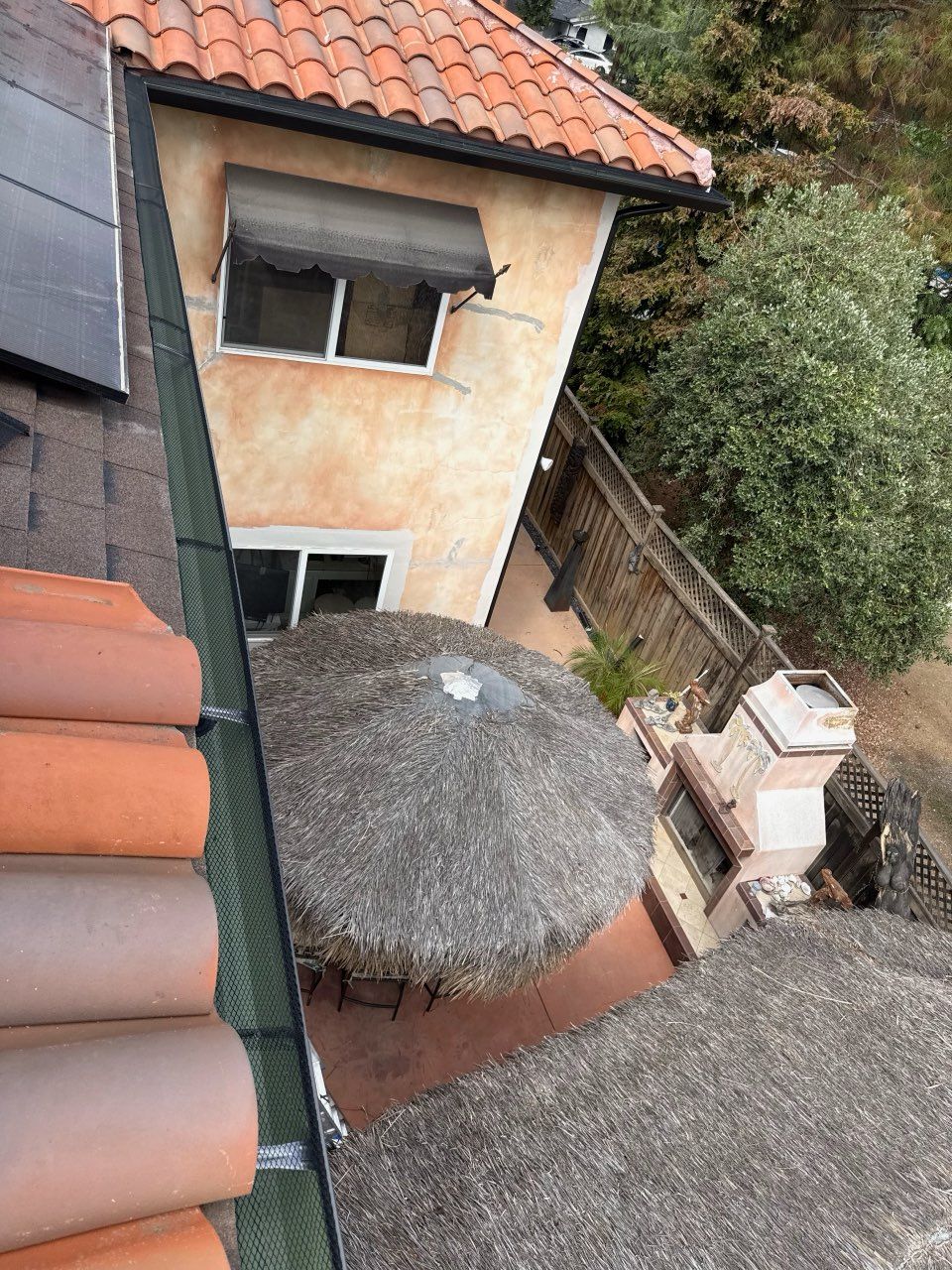 single story tile roof gutter