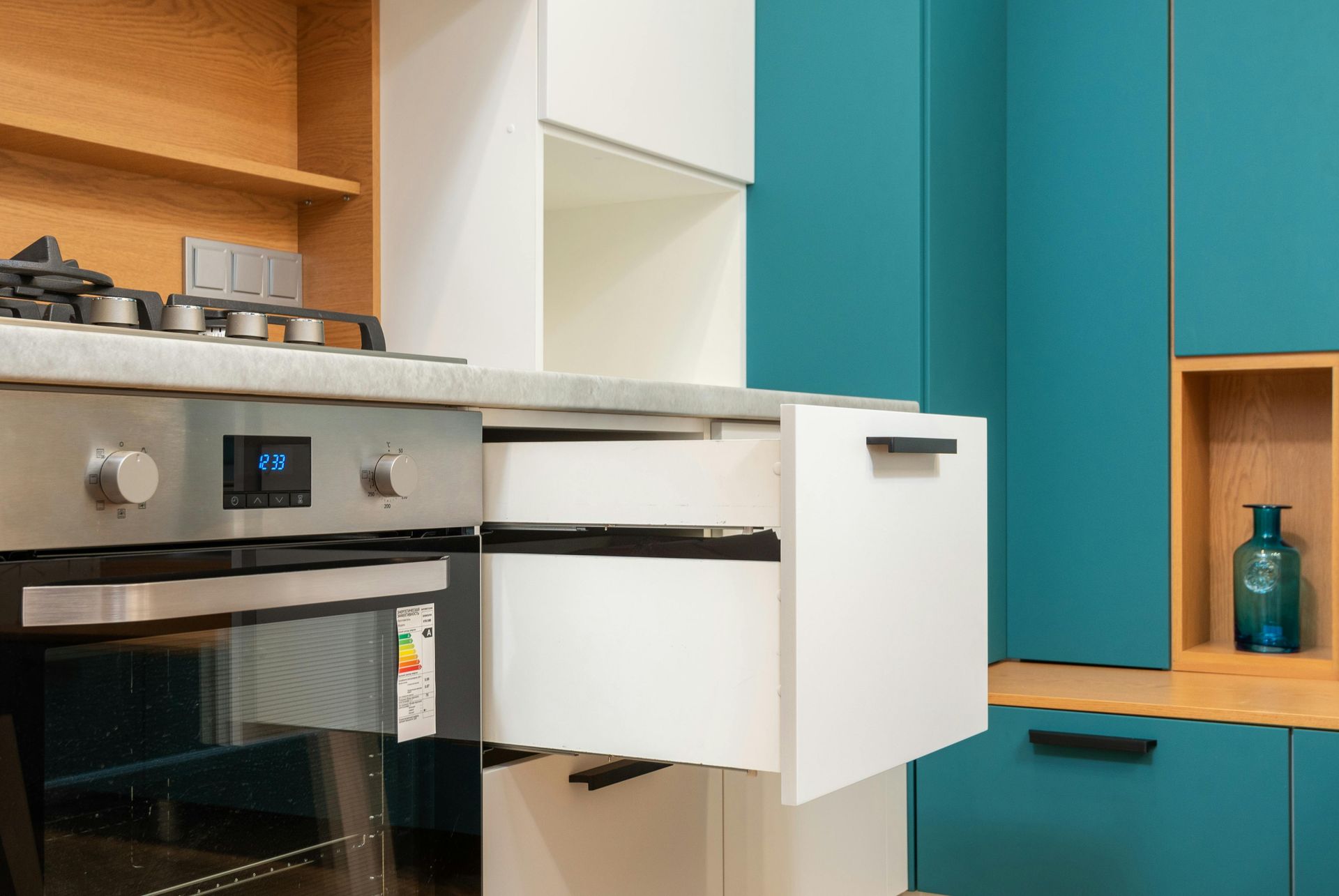multi-color kitchen wall and cabinet painting