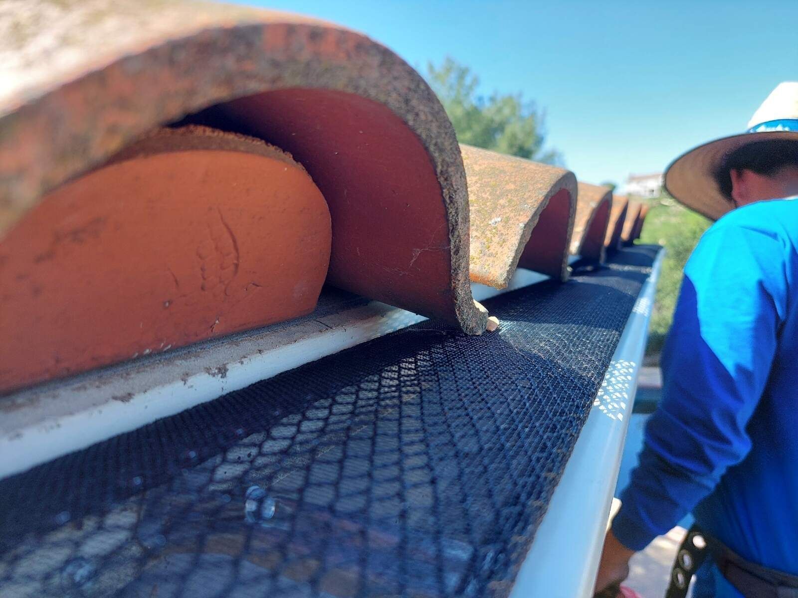 spanish tile roof gutter screen