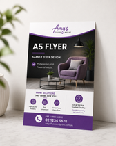 Sample A5 flyer design for local business letterbox delivery