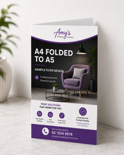 Sample A4 folded to A5 flyer design for local business letterbox delivery