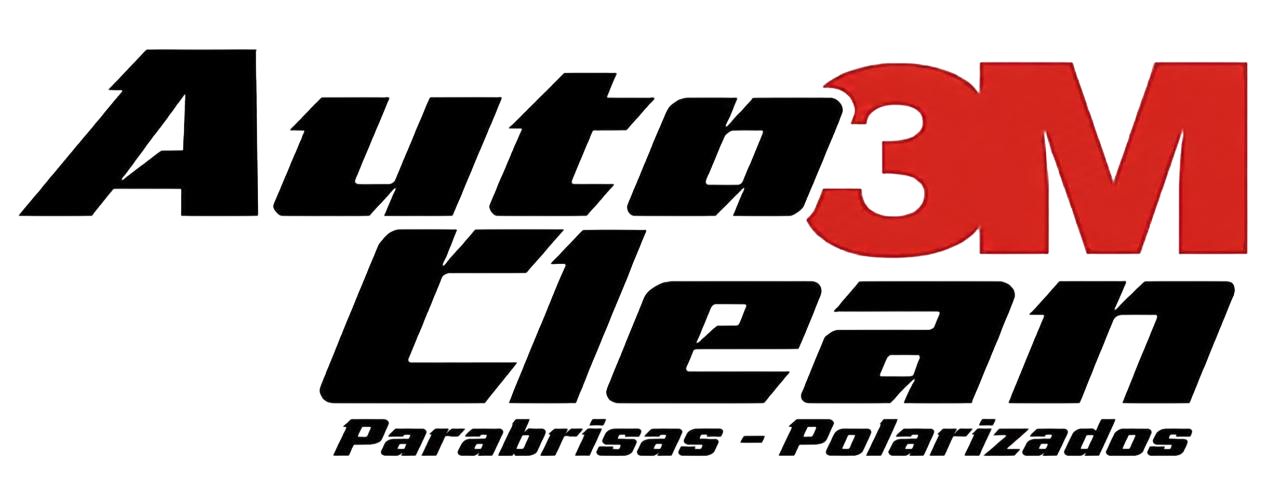 Logotipo de Auto3M Clean con texto en negro y rojo, y subtítulo “Parabrisas - Polarizados”