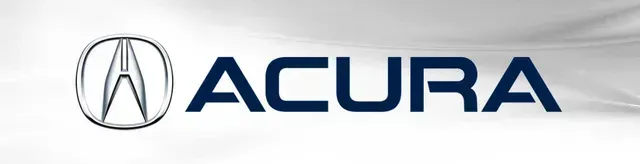 Acura logo in metallic silver and blue on a white background
