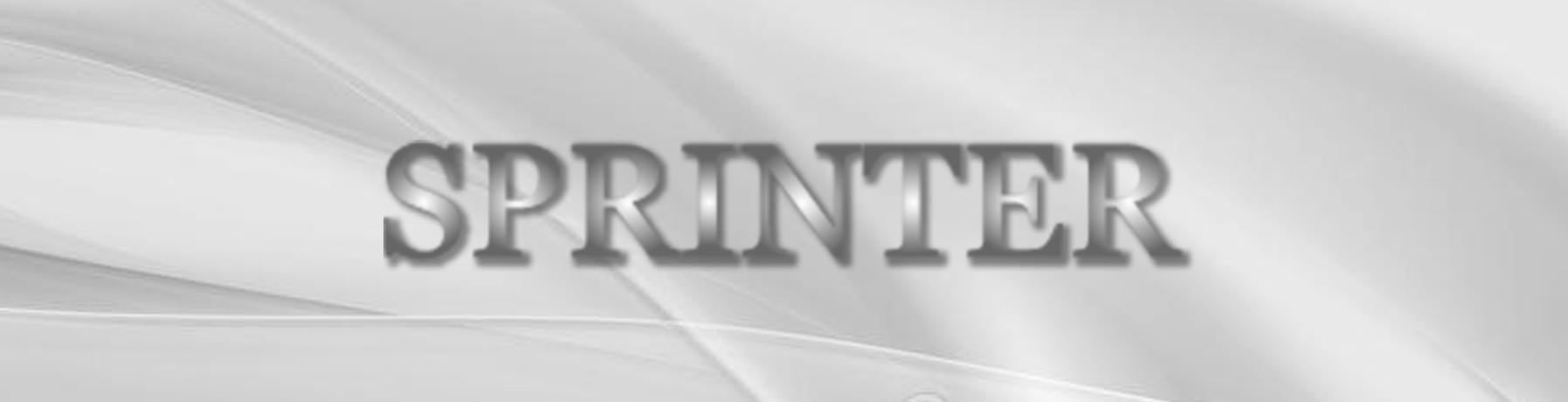Gray banner with the word “SPRINTER” in bold, centered text