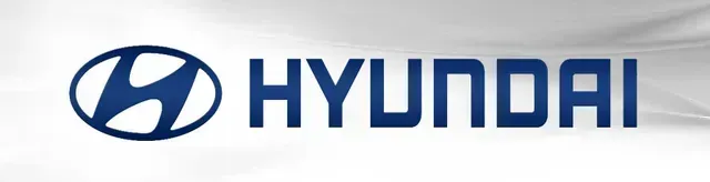 Hyundai logo in blue on a white background