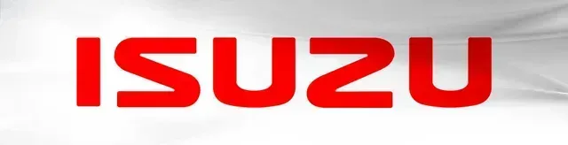 Red ISUZU logo on a white background
