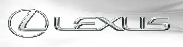 Silver Lexus car logo on a white background