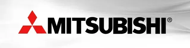 Mitsubishi logo with red three-diamond emblem and black wordmark on a white background