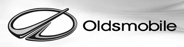 Oldsmobile logo with stylized black emblem and wordmark on a white background