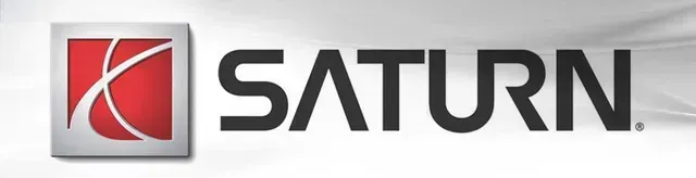 Saturn logo in black and red on a white background