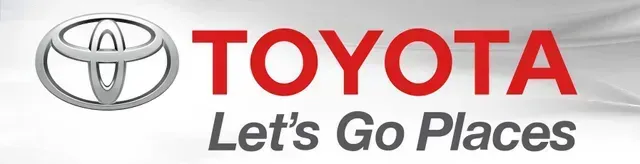 Toyota logo with silver emblem and red “TOYOTA” text above the slogan “Let’s Go Places”