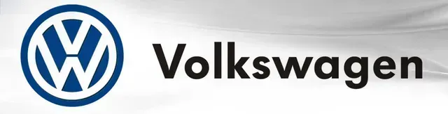 Volkswagen logo with blue VW emblem and black wordmark on a white background