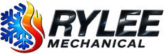 RYLEE Mechanical logo with blue snowflake, red flame, and black text