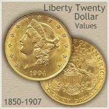 $20.00 GOLD LIBERTIES  1849-1907
