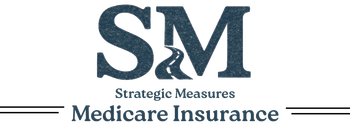 Logo for Strategic Measures Medicare Insurance: "S&M" letters, road graphic, tagline "Strategic Measures," "Medicare Insurance."