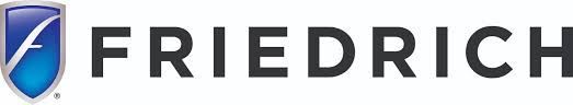 A friedrich logo with a blue shield on a white background.