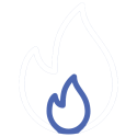 A blue flame icon on a white background.